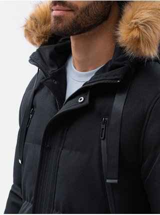 Černá pánská zimní prošívaná bunda Ombre Clothing C514