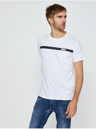 Biele pánske tričko s potlačou Replay