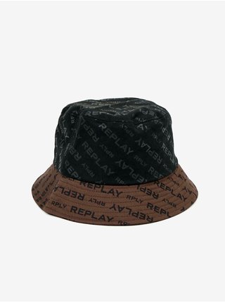 Hnedo-čierny pánsky klobúk s motívom Replay