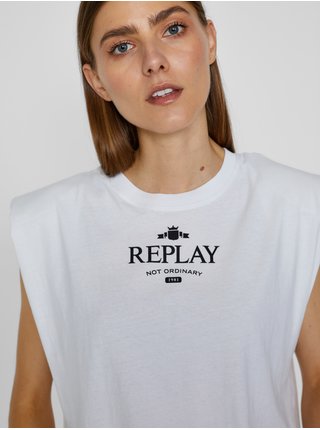 Bílé dámské tričko s potiskem Replay