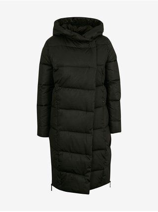 Černý dámský prošívaný dlouhý zimní kabát s kapucí ZOOT.lab Gizela