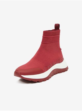 Červené dámske ponožkové tenisky na platforme Calvin Klein