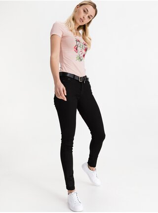 Světle růžové dámské tričko s potiskem Guess Rebeca Tee