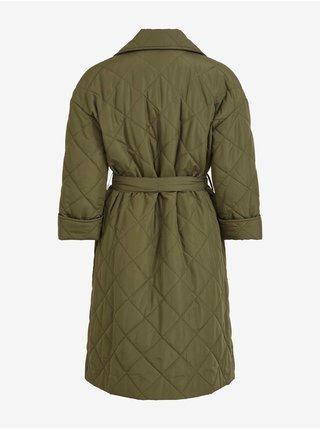 Khaki dámský prošívaný zimní kabát se zavazováním VILA Chris