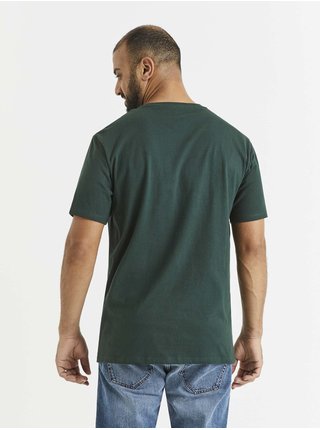 Tmavě zelené pánské tričko s potiskem Celio