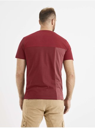 Vínovo-červené pánské tričko Celio