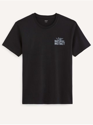 Černé pánské tričko s potiskem na zádech Celio