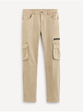 Béžové pánske nohavice s vreckami Celio