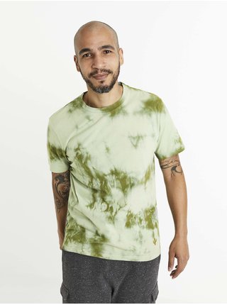 Zelené pánské batikované tričko Celio Atemine  
