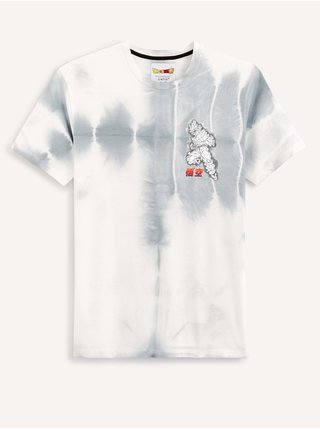 Bílo-šedé pánské tričko s potiskem Celio Lvedrago4 