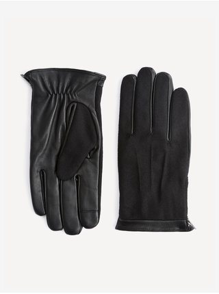 Černé kožené rukavice Celio Sifeltbox 