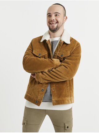 Hnědá manšestrová bunda Celio Vujoe