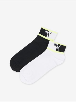 Sada dvou párů pánských ponožek v bílé a černé barvě Puma Blocked Logo