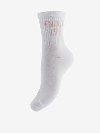 Bílé dámské ponožky s nápisem Pieces Cally