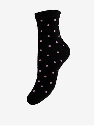Čierne bodkované ponožky Pieces Diana