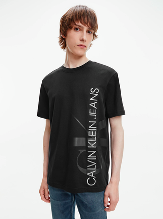 Čierne pánske tričko s potlačou Calvin Klein Vertical Logo Tee