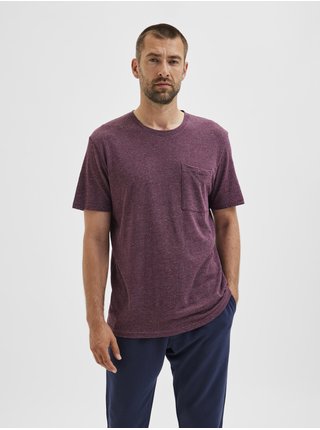 Vínové pánske žíhané tričko s vreckom Selected Homme Decker