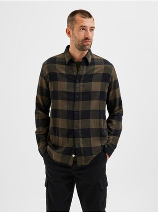 Čierno-zelená pánska kockovaná košeľa Selected Homme Regbox