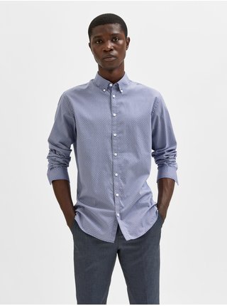 Modrá pánská vzorovaná košile Selected Homme Slim formal