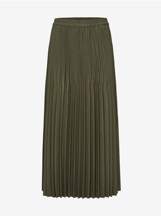 Khaki dámská dlouhá plisovaná sukně Selected Femme Alexandra
