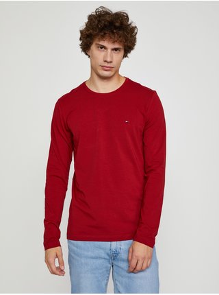 Červené pánské tričko Tommy Hilfiger Stretch Slim Fit Long Sleeve Tee