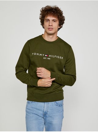 Kaki pánska mikina Tommy Hilfiger Tommy Logo Sweatshirt