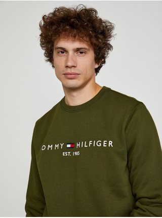 Khaki pánská mikina Tommy Hilfiger Tommy Logo Sweatshirt