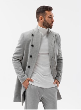 Šedý pánský kabát Ombre Clothing C501