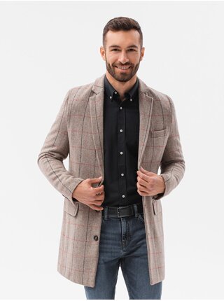 Béžový pánský kabát Ombre Clothing C500