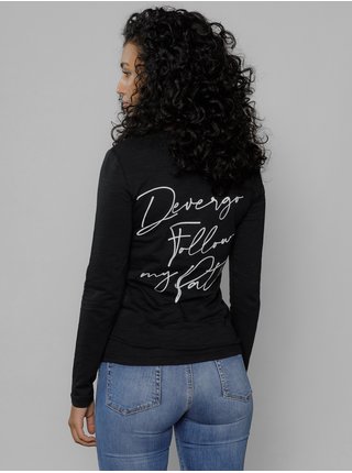 Černé dámské tričko s potiskem na zádech Devergo