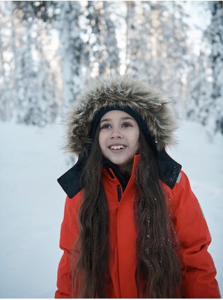 Červená dětská zimní bunda s kapucí Reima