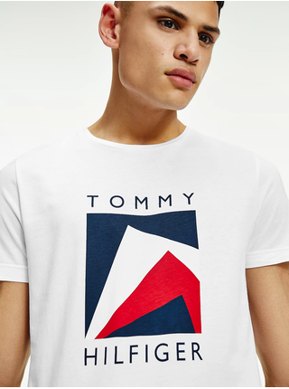 Biele pánske tričko s potlačou Tommy Hilfiger Corp Apex Tee