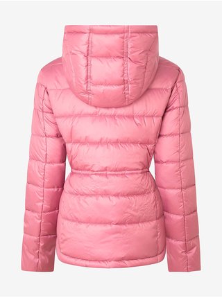 Růžová dámská prošívaná zimní bunda s kapucí Pepe Jeans Camille
