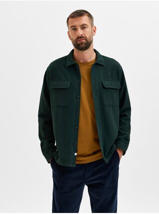Tmavě zelená pánská košile s kapsami Selected Homme Loose Kody