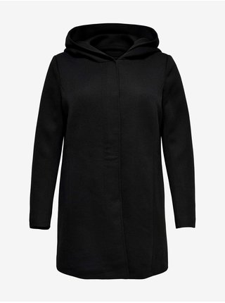 Černý dámský kabát s kapucí ONLY CARMAKOMA Sedona
