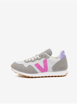 Růžovo-bílo-šedé dámské semišové boty Veja