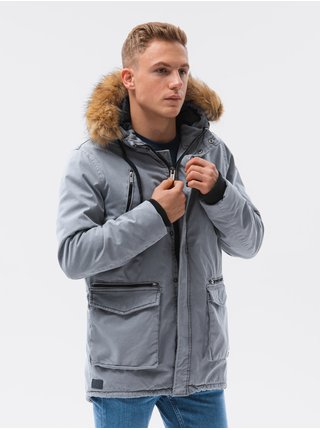 Šedá pánská zimní bunda Ombre Clothing C512