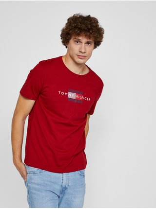 Červené pánske tričko Tommy Hilfiger Lines Tee