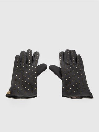 Černé dámské vzorované koženkové rukavice Liu Jo