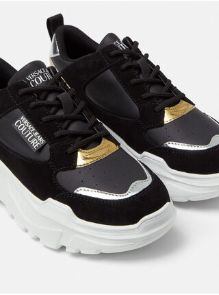 Bielo-čierne dámske kožené tenisky Versace Jeans Couture Fondo Speedtrack
