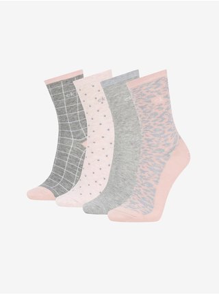 Set dámskych ponožiek v šedej a svetloružovej farbe Calvin Klein