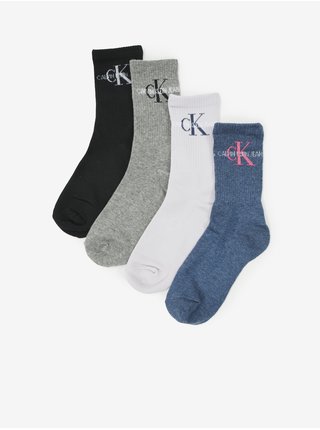 Set dámskych ponožiek v modrej, čiernej, šedej a bielej farbe Calvin Klein