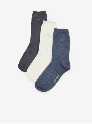 Set dámských ponožek v modré, bílé a šedé barvě Calvin Klein Underwear