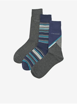 Set pánskych ponožiek v modrej a šedej farbe Calvin Klein