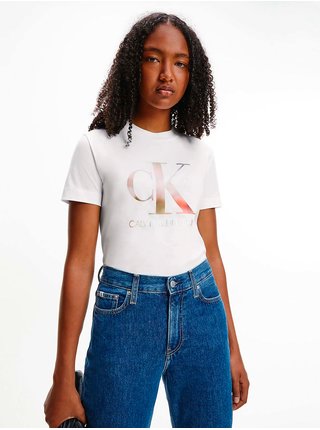 Bílé dámské tričko s potiskem Calvin Klein