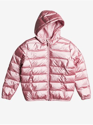 Růžová holčičí prošívaná zimní bunda s kapucí Roxy It Will Rain