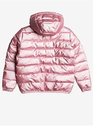 Ružová dievčenská prešívaná zimná bunda s kapucou Roxy It Will Rain