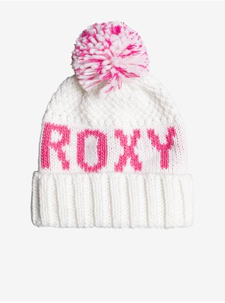Ružovo-biela dievčenská vzorovaná zimná čiapka s bambuľou Roxy Tonic Girl