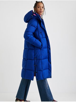 Modrý dámsky prešívaný zimný kabát Desigual Corea