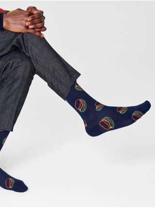 Tmavomodré vzorované ponožky Happy Socks Lunch Time
